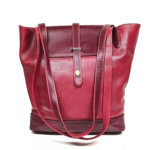 Auth Vtg Cartier Bordeaux Burgundy Two Tone Tank Must Bucket Shoulder Tote Bag